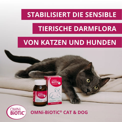 OMNi-BiOTiC CAT & DOG stabilisiert die sensible Darmflora von Katzen und Hunden